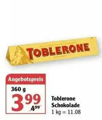 Globus Toblerone Schokolade Angebot