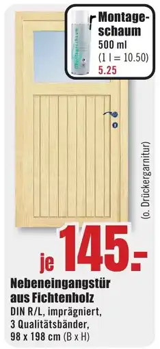 B1 Discount Baumarkt Nebeneingangstür aus Fichtenholz Angebot