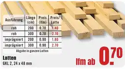 B1 Discount Baumarkt Latten GKL 2, 24 x 48 mm Angebot