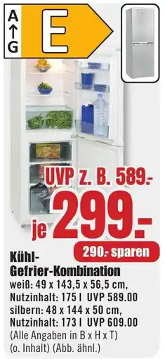 B1 Discount Baumarkt Kühl-Gefrier-Kombination Angebot