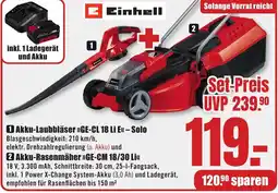 B1 Discount Baumarkt Einhell Akku-Laubbläser »GE-CL 18 Li E« – Solo + Akku-Rasenmäher »GE-CM 18/30 Li« Angebot