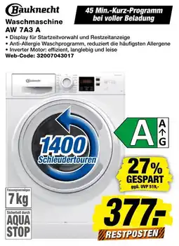 expert Techno Land Bauknecht Waschmaschine AW 7A3 A Angebot