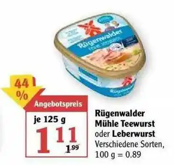 Globus Rügenwalder Mühle Teewurst Oder Leberwurst Angebot