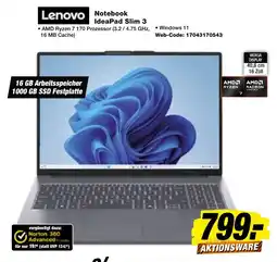 expert Techno Land Lenovo Notebook IdeaPad Slim 3 Angebot