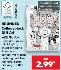 Kaufland BRUNNEN Collegeblock DIN A4 ZENart Angebot