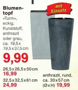 Wiglo Wunderland Blumentopf »Turm«, eckig, Kunststoff, anthrazit oder grau Angebot