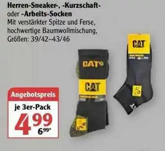 Globus Herren-sneaker-, -kurzschaft- Oder -arbeits-socken Cat Angebot