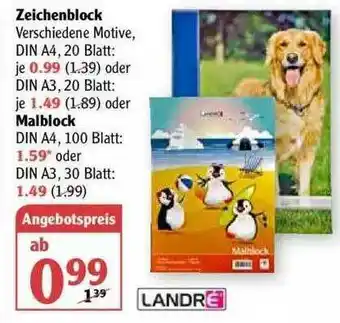 Globus Landré Zeichenblock, Malblock Angebot