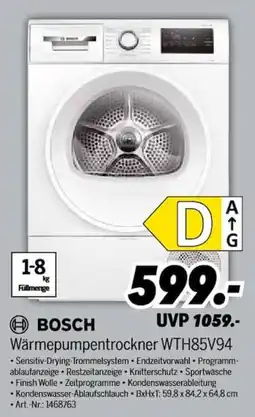 MEDIMAX BOSCH Wärmepumpentrockner WTH85V94 Angebot