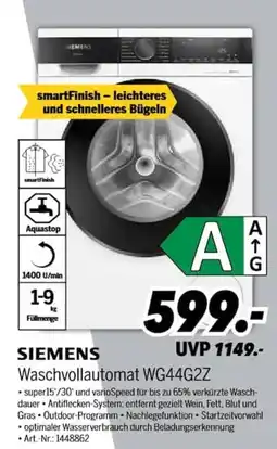 MEDIMAX SIEMENS Waschvollautomat WG44G2Z Angebot