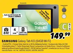 MEDIMAX SAMSUNG Galaxy Tab A11 (64GB Wi-Fi) Angebot