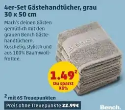 PENNY Bench 4er Set Gästehandtücher, grau Angebot