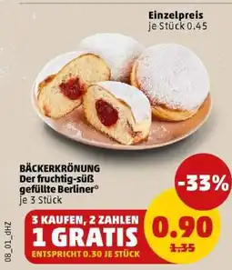 PENNY BÄCKERKRÖNUNG Der fruchtig-süß gefüllte Berliner Angebot