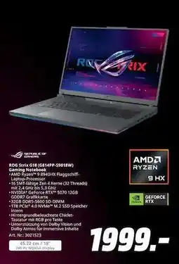 MediaMarkt ROG Strix G18 (G814PJ-S9018W) Gaming Notebook Angebot