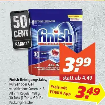 Marktkauf Finish Reinigungstabs, Pulver Oder Gel Angebot