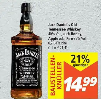 Marktkauf Jack Daniel's Old Tennessee Whiskey Auch Honey, Apple Oder Fire Angebot