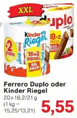 Jawoll Ferrero Duplo oder Kinder Riegel Angebot