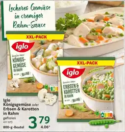 Selgros Iglo Königsgemüse oder Erbsen & Karotten in Rahm Angebot