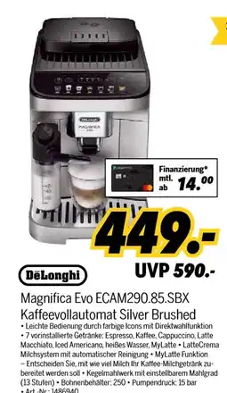 MEDIMAX Delonghi kaffeevollautomat silver brushed Angebot