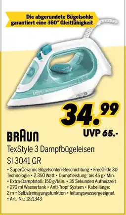 MEDIMAX Braun texstyle 3 dampfbügeleisen si 3041 gr Angebot