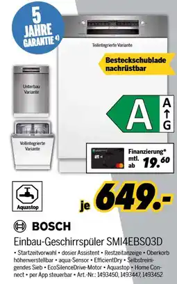 MEDIMAX Bosch einbau-geschirrspüler smi4ebs03d Angebot