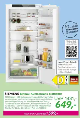 EP Siemens einbau-kühlschrank ki41redd1 Angebot