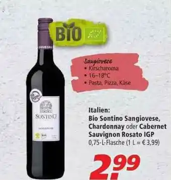 Marktkauf Bio Sontino Sangiovese, Chardonnay Oder Cabernet Sauvignon Rosato Igp Angebot