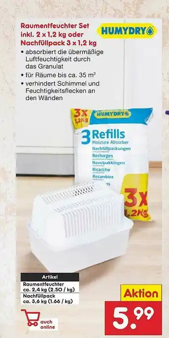 Netto Marken-Discount Raumentfeuchter Set Inkl. 2 X 1.2 Kg Oder Nachfüllpack 3 X 1.2 Kg Angebot