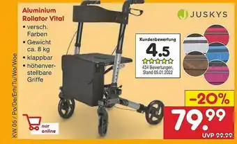 Netto Marken-Discount Aluminium Rollator Vital Juskys Angebot