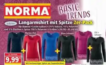 Norma Elle'nor Langarmshirt Mit Spitze Angebot