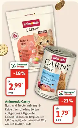 Fressnapf Animonda Carny Nass- und Trockennahrung für Katzen. Angebot