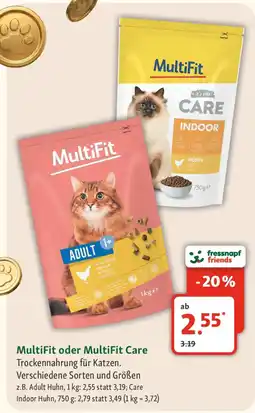 Fressnapf MultiFit oder MultiFit Care Trockennahrung für Katzen. Angebot
