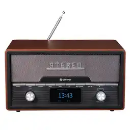 Netto Marken-Discount Denver MDA-525 Musikanalage–Radio, CD-Player, Bluetooth, dunkelbraun Angebot