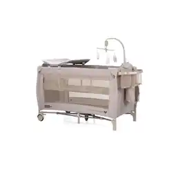 Netto Marken-Discount Chipolino Reisebett Bella 2 Ebenen seitlicher Eingang Musikmobile Wickelauflage braun gemustert Angebot