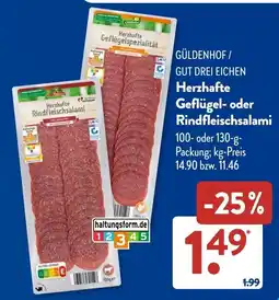 Aldi Süd GÜLDENHOF Herzhafte Geflügel- oder Rindfleischsalami Angebot