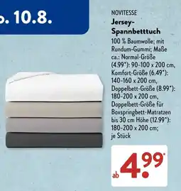 Aldi Süd NOVITESSE Jersey-Spannbetttuch Angebot