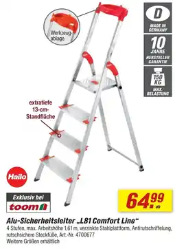 toom Baumarkt Hailo Alu-Sicherheitsleiter „L81 Comfort Line“ Angebot