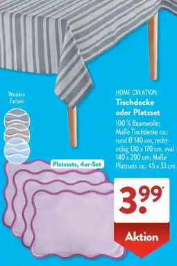 Aldi Süd HOME CREATION Tischdecke oder Platzset Angebot
