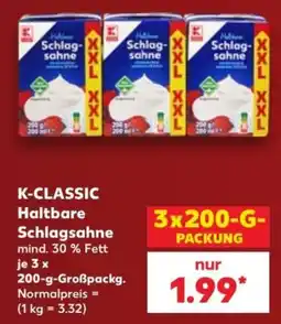 Kaufland K-CLASSIC Haltbare Schlagsahne Angebot