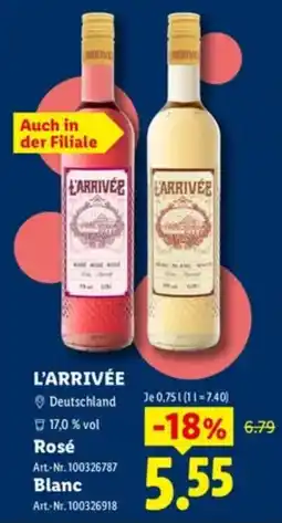 Lidl L'ARRIVÉE Rosé Angebot