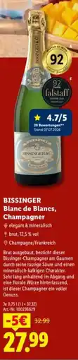 Lidl BISSINGER Blanc de Blancs, Champagner Angebot