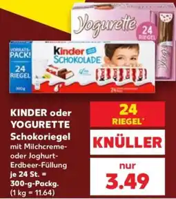 Kaufland Kinder oder YOGURETTE Schokoriegel Angebot