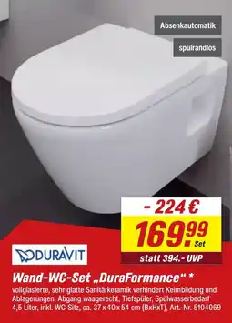 toom Baumarkt Wand-WC-Set „DuraFormance“ DURAVIT Angebot