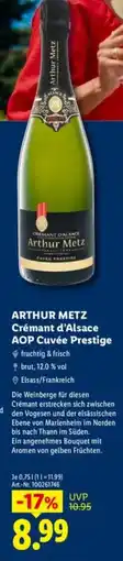 Lidl Arthur Metz Crémant d'Alsace AOP Cuvée Prestige Angebot