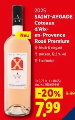 Lidl SAINT-AYGADE Coteaux d'Aix-en-Provence Rosé Premium Angebot