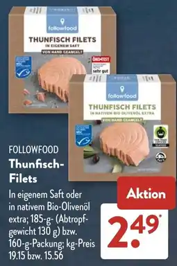 Aldi Süd followfood Thunfisch-Filets Angebot