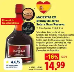 Lidl MAJESTAT XO Brandy de Jerez Solera Gran Reserva Angebot