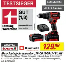 toom Baumarkt Akku-Schlagbohrschrauber „TP-CD 18/70 Li-i BL Kit“ Einhell PROFESSIONAL Angebot