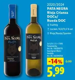 Lidl PATA NEGRA Rioja Crianza Angebot