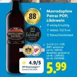 Lidl Mavrodaphne Patras POP, Likörwein Angebot